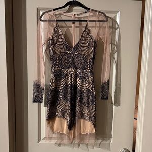 For Love And Lemons Black and Cream Lace Dress